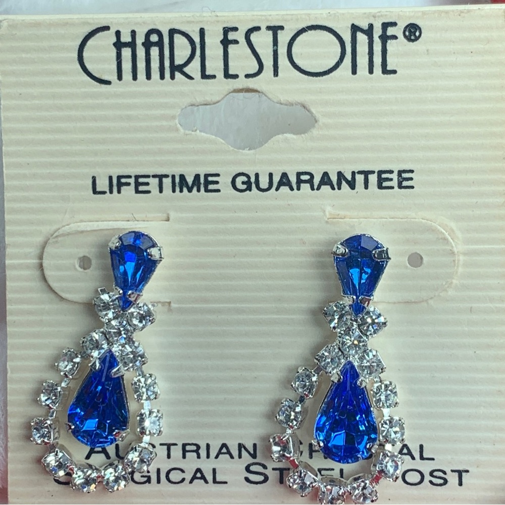 Charlestone Austrian Crystal Surgical Steel Post Teardrop Earrings